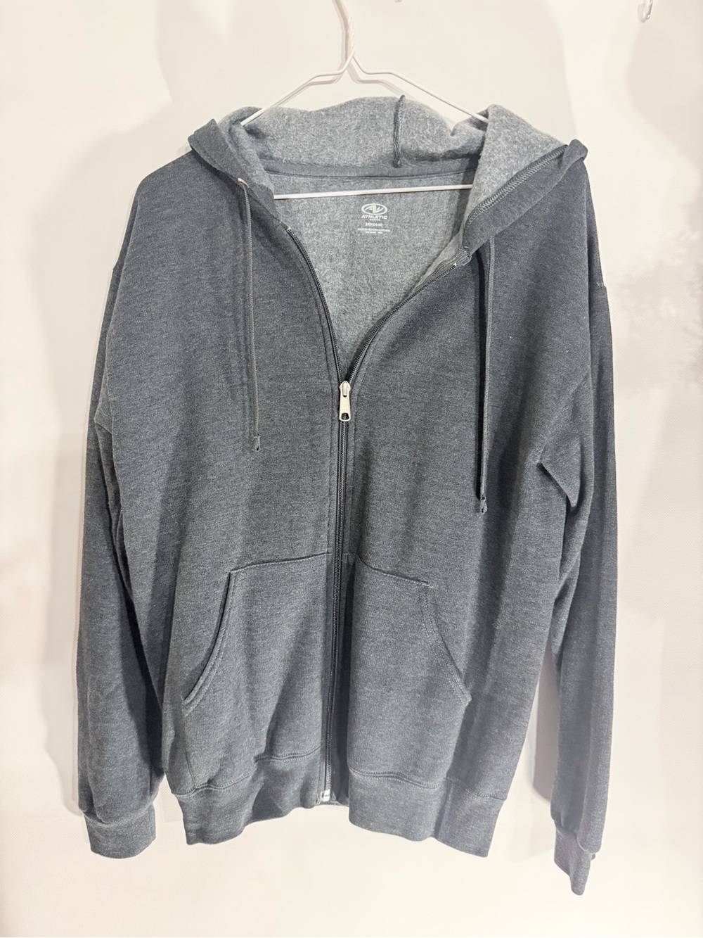 Athletic Works Charcoal Gray Full-Zip Hooded Sweater